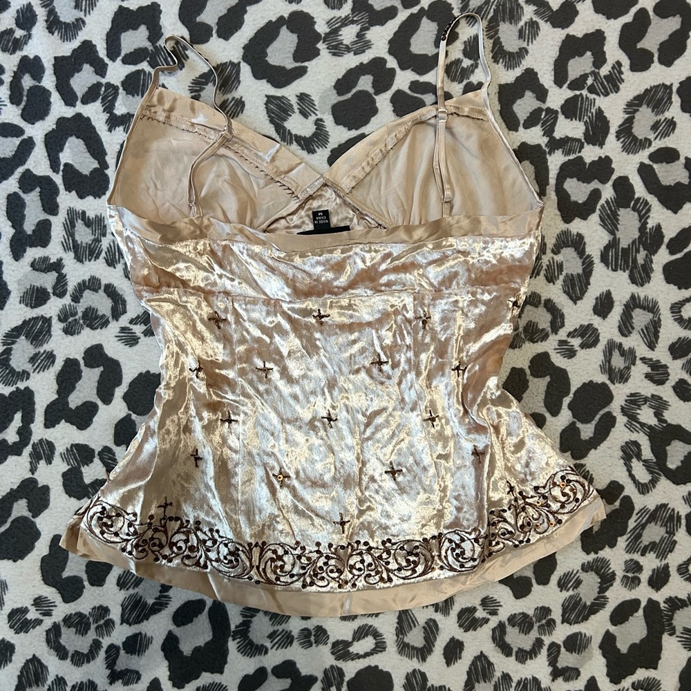 Bebe Cream Tan Embellished Bustier Camisole - Picture 3 of 4